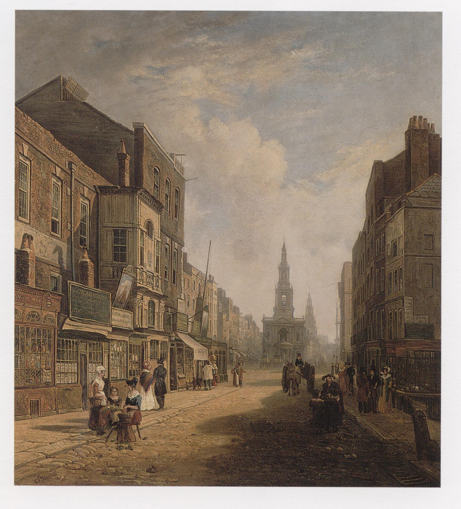 A view eastward along the Strand with St Mary le Strand in the distance